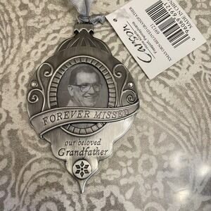 Carson Home Accents Forever Missed Grandfather Memorial Photo Ornament 69121 NEW